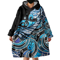 Maori Matariki - Manaia Wearable Blanket Hoodie Galaxy Blue Paua Shell LT7 - Polynesian Pride