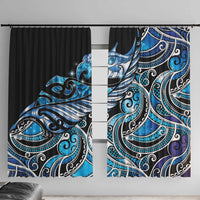 Maori Matariki - Manaia Window Curtain Galaxy Blue Paua Shell