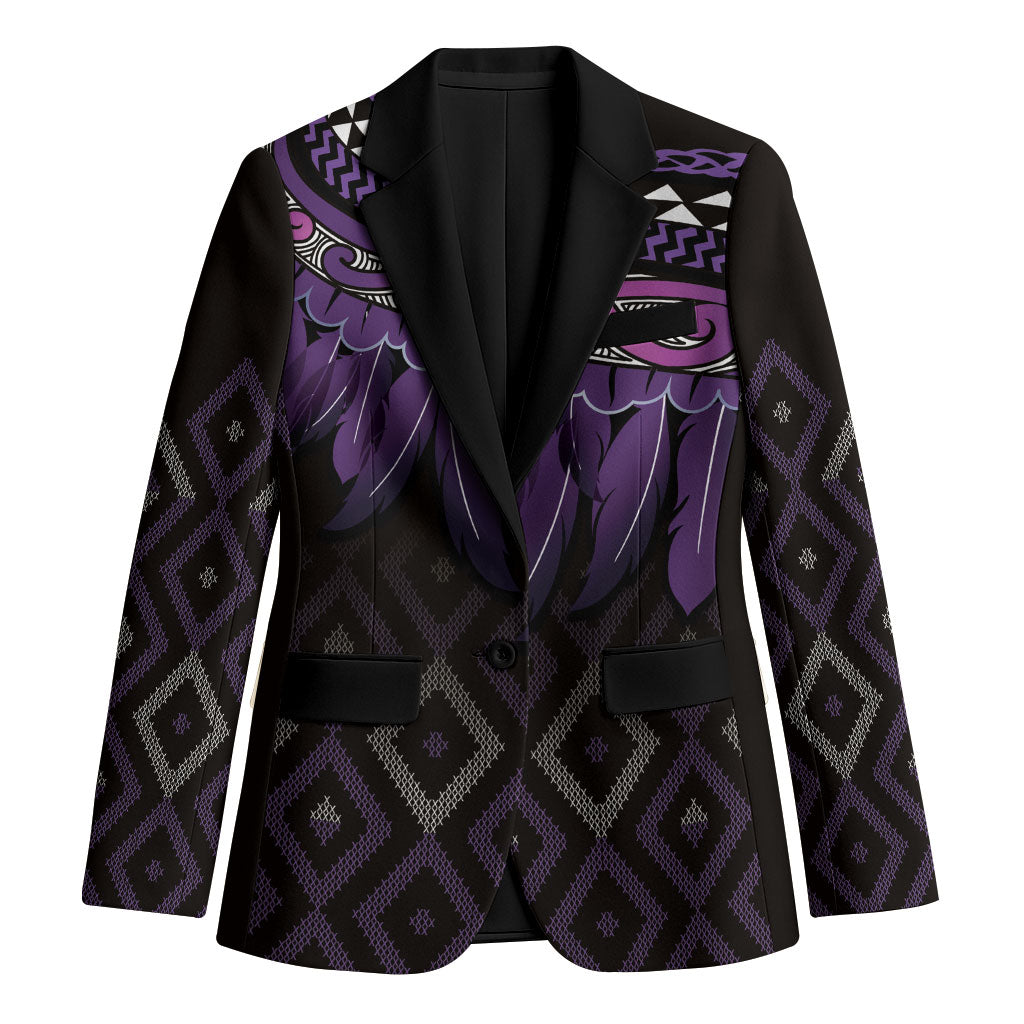 Aotearoa Maori Ngati Porou Iwi Blazer Korowai Tukutuku Kaokao Motifs LT7 Unisex Purple - Polynesian Pride