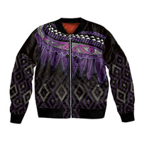 Aotearoa Maori Ngati Porou Iwi Bomber Jacket Korowai Tukutuku Kaokao Motifs LT7 Unisex Purple - Polynesian Pride