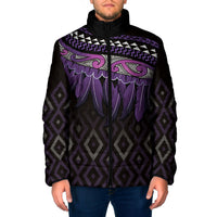 Aotearoa Maori Ngati Porou Iwi Padded Jacket Korowai Tukutuku Kaokao Motifs LT7 Men Purple - Polynesian Pride