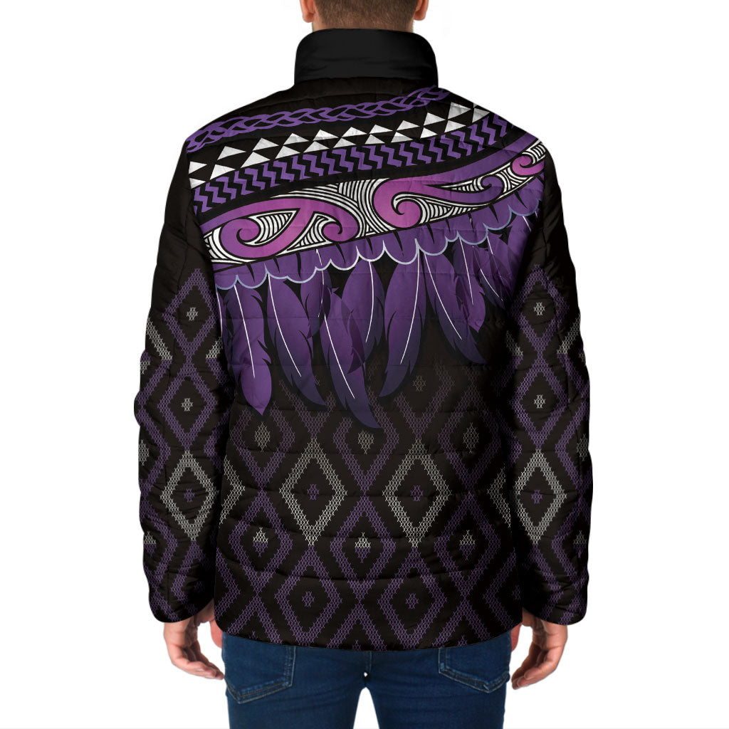 Aotearoa Maori Ngati Porou Iwi Padded Jacket Korowai Tukutuku Kaokao Motifs LT7 - Polynesian Pride