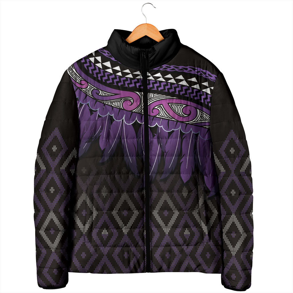 Aotearoa Maori Ngati Porou Iwi Padded Jacket Korowai Tukutuku Kaokao Motifs LT7 - Polynesian Pride