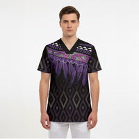 Aotearoa Maori Ngati Porou Iwi Scrub Top Korowai Tukutuku Kaokao Motifs LT7 - Polynesian Pride
