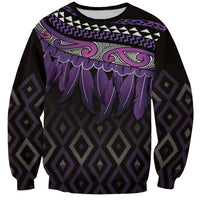Aotearoa Maori Ngati Porou Iwi Sweatshirt Korowai Tukutuku Kaokao Motifs LT7 Unisex Purple - Polynesian Pride