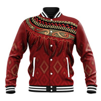 Aotearoa Maori Waikato Tainui Iwi Baseball Jacket Korowai Tukutuku Kaokao Motifs LT7 Unisex Red - Polynesian Pride