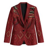 Aotearoa Maori Waikato Tainui Iwi Blazer Korowai Tukutuku Kaokao Motifs LT7 Unisex Red - Polynesian Pride