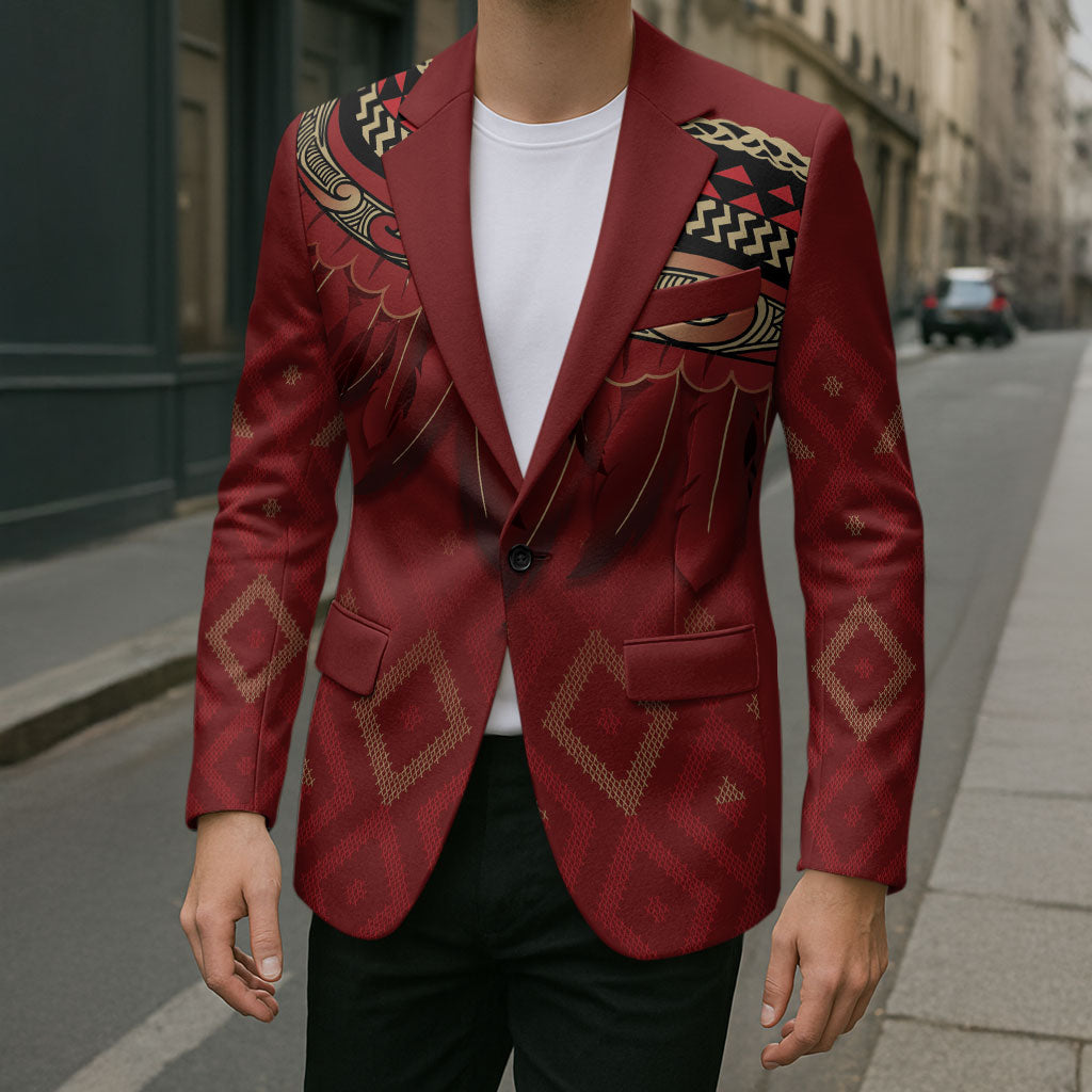 Aotearoa Maori Waikato Tainui Iwi Blazer Korowai Tukutuku Kaokao Motifs LT7 - Polynesian Pride