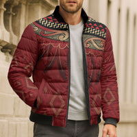 Aotearoa Maori Waikato Tainui Iwi Bomber Puffer Jacket Korowai Tukutuku Kaokao Motifs LT7 - Polynesian Pride