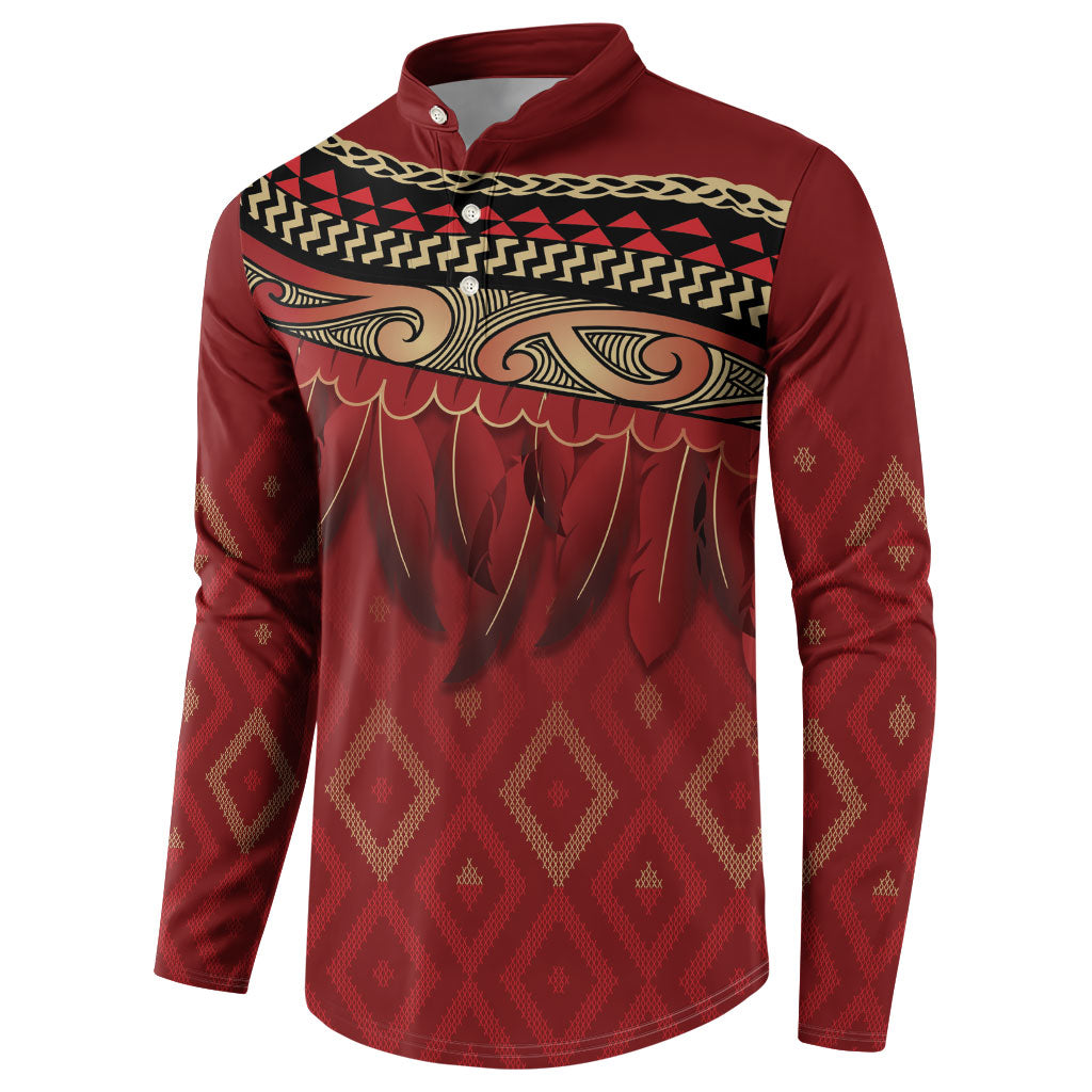 Aotearoa Maori Waikato Tainui Iwi Button Sweatshirt Korowai Tukutuku Kaokao Motifs LT7 - Polynesian Pride