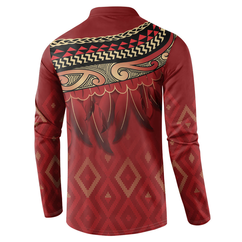 Aotearoa Maori Waikato Tainui Iwi Button Sweatshirt Korowai Tukutuku Kaokao Motifs LT7 - Polynesian Pride
