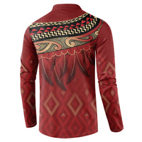 Aotearoa Maori Waikato Tainui Iwi Button Sweatshirt Korowai Tukutuku Kaokao Motifs LT7 - Polynesian Pride