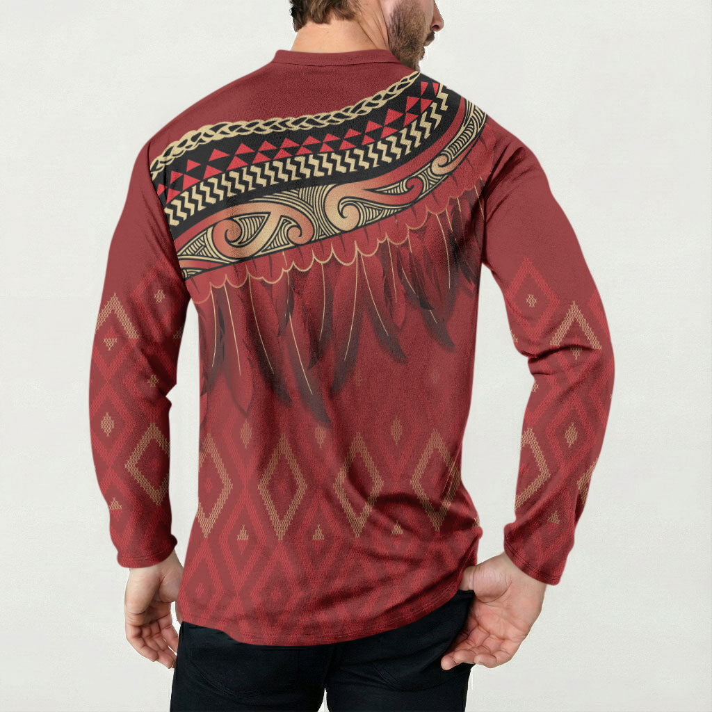 Aotearoa Maori Waikato Tainui Iwi Button Sweatshirt Korowai Tukutuku Kaokao Motifs LT7 - Polynesian Pride