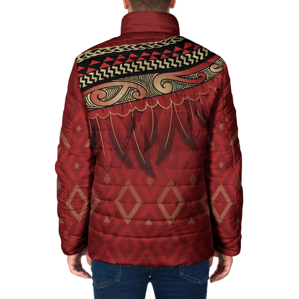 Aotearoa Maori Waikato Tainui Iwi Padded Jacket Korowai Tukutuku Kaokao Motifs LT7 - Polynesian Pride