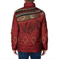 Aotearoa Maori Waikato Tainui Iwi Padded Jacket Korowai Tukutuku Kaokao Motifs LT7 - Polynesian Pride