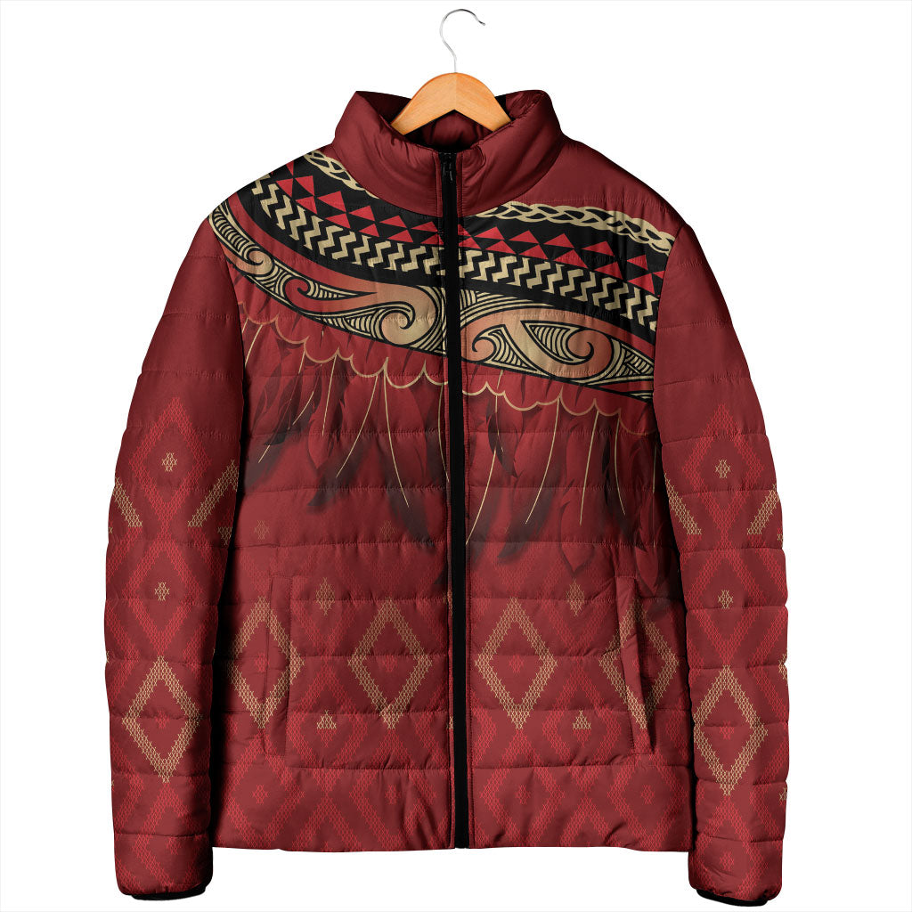 Aotearoa Maori Waikato Tainui Iwi Padded Jacket Korowai Tukutuku Kaokao Motifs LT7 - Polynesian Pride