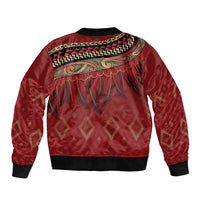 Aotearoa Maori Waikato Tainui Iwi Sleeve Zip Bomber Jacket Korowai Tukutuku Kaokao Motifs LT7 - Polynesian Pride