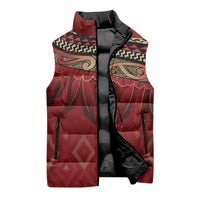 Aotearoa Maori Waikato Tainui Iwi Sleeveless Puffer Jacket Korowai Tukutuku Kaokao Motifs LT7 - Polynesian Pride