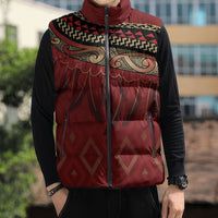 Aotearoa Maori Waikato Tainui Iwi Sleeveless Puffer Jacket Korowai Tukutuku Kaokao Motifs LT7 - Polynesian Pride