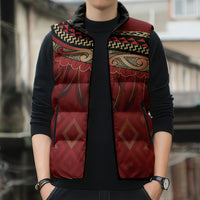 Aotearoa Maori Waikato Tainui Iwi Sleeveless Puffer Jacket Korowai Tukutuku Kaokao Motifs LT7 - Polynesian Pride