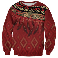 Aotearoa Maori Waikato Tainui Iwi Sweatshirt Korowai Tukutuku Kaokao Motifs LT7 Unisex Red - Polynesian Pride