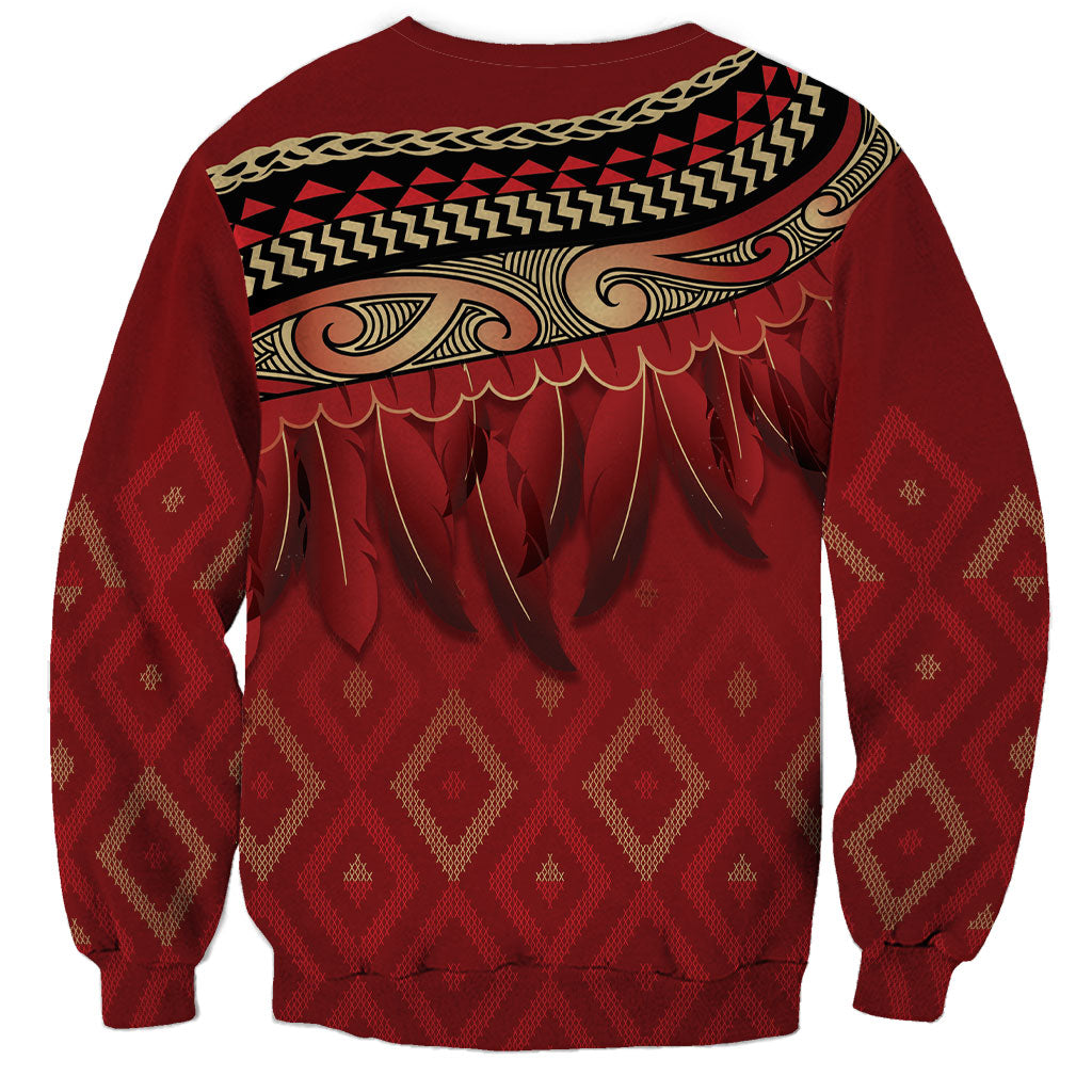 Aotearoa Maori Waikato Tainui Iwi Sweatshirt Korowai Tukutuku Kaokao Motifs LT7 - Polynesian Pride
