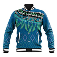 Aotearoa Maori Ngati Kahungunu Iwi Paua Blue Baseball Jacket Korowai Tukutuku Kaokao Motifs LT7 Unisex Green Blue - Polynesian Pride