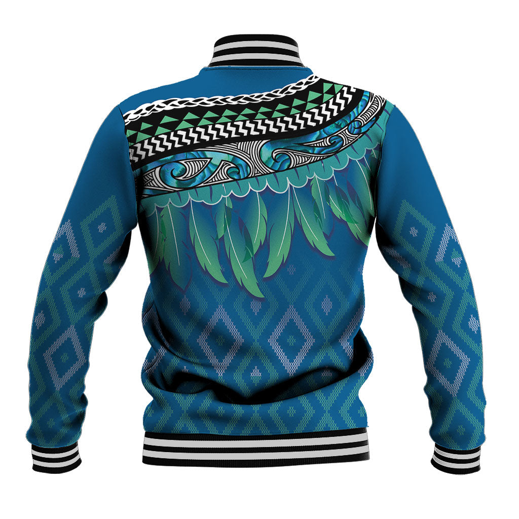 Aotearoa Maori Ngati Kahungunu Iwi Paua Blue Baseball Jacket Korowai Tukutuku Kaokao Motifs LT7 - Polynesian Pride