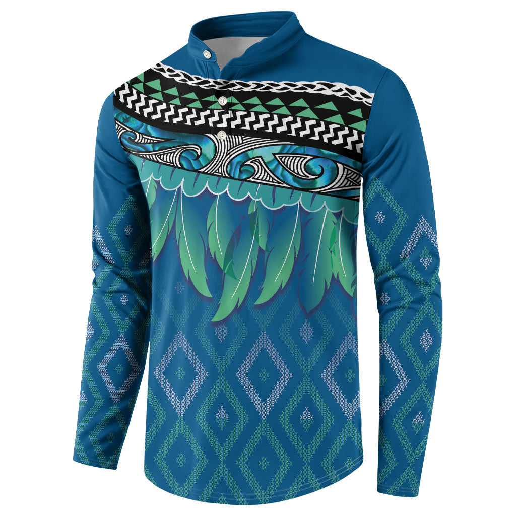 Aotearoa Maori Ngati Kahungunu Iwi Paua Blue Button Sweatshirt Korowai Tukutuku Kaokao Motifs LT7 - Polynesian Pride