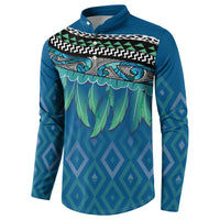 Aotearoa Maori Ngati Kahungunu Iwi Paua Blue Button Sweatshirt Korowai Tukutuku Kaokao Motifs LT7 - Polynesian Pride