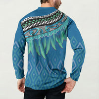 Aotearoa Maori Ngati Kahungunu Iwi Paua Blue Button Sweatshirt Korowai Tukutuku Kaokao Motifs LT7 - Polynesian Pride