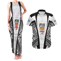 Personalised Fiji Rugby Couples Matching Tank Maxi Dress and Hawaiian Shirt 2023 World Cup History Makers - White Ver LT7 White - Polynesian Pride