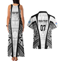 Personalised Fiji Rugby Couples Matching Tank Maxi Dress and Hawaiian Shirt 2023 World Cup History Makers - White Ver LT7 - Polynesian Pride