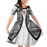 Personalised Fiji Rugby Family Matching Mermaid Dress and Hawaiian Shirt 2023 World Cup History Makers - White Ver LT7 Daughter's Dress White - Polynesian Pride