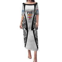 Personalised Fiji Rugby Family Matching Puletasi Dress and Hawaiian Shirt 2023 World Cup History Makers - White Ver LT7 Mom's Dress White - Polynesian Pride