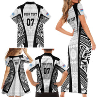 Personalised Fiji Rugby Family Matching Short Sleeve Bodycon Dress and Hawaiian Shirt 2023 World Cup History Makers - White Ver LT7 - Polynesian Pride