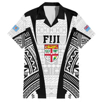 Personalised Fiji Rugby Family Matching Short Sleeve Bodycon Dress and Hawaiian Shirt 2023 World Cup History Makers - White Ver LT7 Dad's Shirt - Short Sleeve White - Polynesian Pride