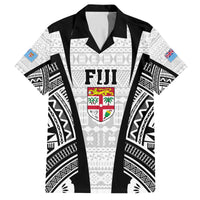 Personalised Fiji Rugby Family Matching Summer Maxi Dress and Hawaiian Shirt 2023 World Cup History Makers - White Ver LT7 Dad's Shirt - Short Sleeve White - Polynesian Pride