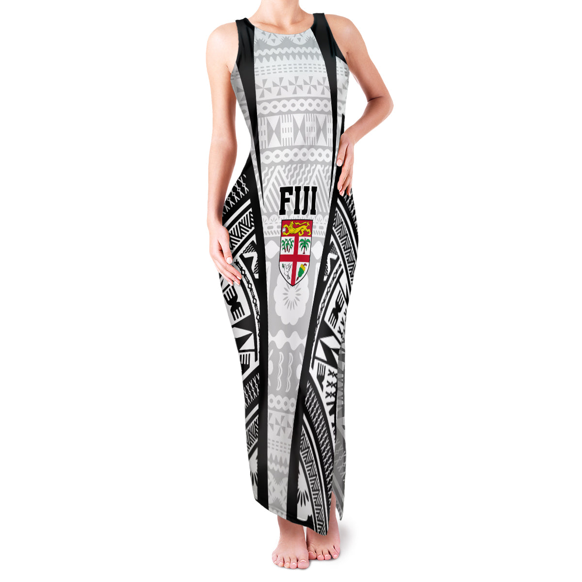 Personalised Fiji Rugby Family Matching Tank Maxi Dress and Hawaiian Shirt 2023 World Cup History Makers - White Ver LT7 Mom's Dress White - Polynesian Pride