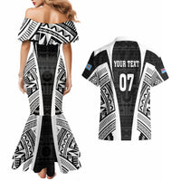 Personalised Fiji Rugby Couples Matching Mermaid Dress and Hawaiian Shirt 2023 World Cup History Makers - Black Ver LT7 - Polynesian Pride