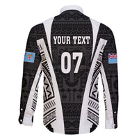 Personalised Fiji Rugby Family Matching Long Sleeve Bodycon Dress and Hawaiian Shirt 2023 World Cup History Makers - Black Ver LT7 - Polynesian Pride