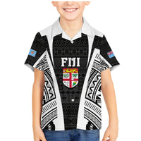 Personalised Fiji Rugby Family Matching Mermaid Dress and Hawaiian Shirt 2023 World Cup History Makers - Black Ver LT7 Son's Shirt Black - Polynesian Pride