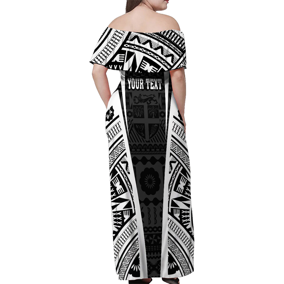 Personalised Fiji Rugby Family Matching Off Shoulder Maxi Dress and Hawaiian Shirt 2023 World Cup History Makers - Black Ver LT7 - Polynesian Pride
