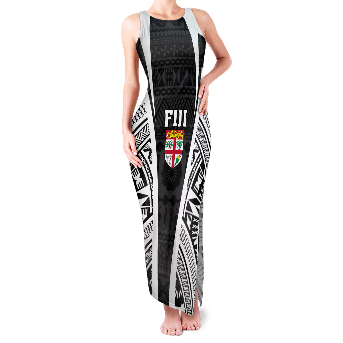 Personalised Fiji Rugby Family Matching Tank Maxi Dress and Hawaiian Shirt 2023 World Cup History Makers - Black Ver LT7 Mom's Dress Black - Polynesian Pride