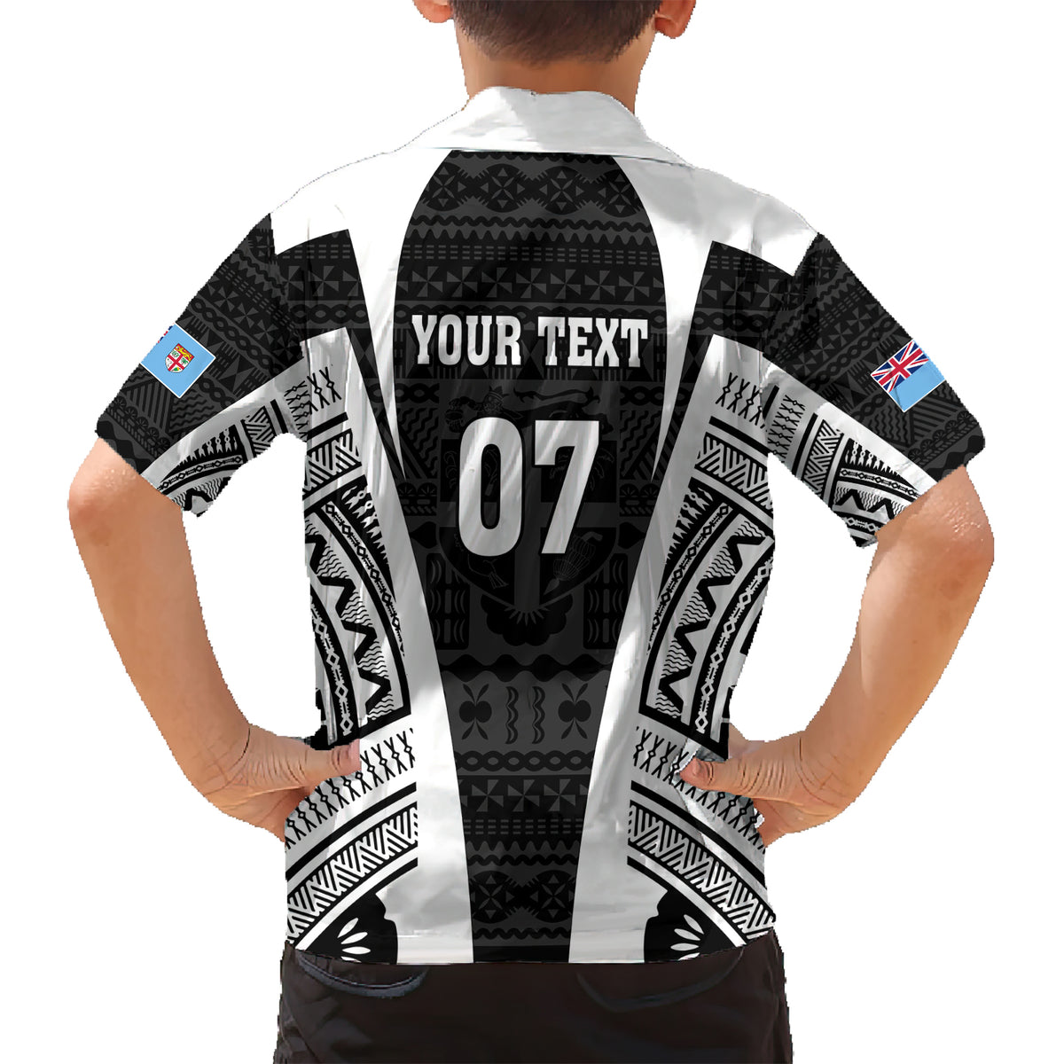 personalised-fiji-rugby-kid-hawaiian-shirt-2023-world-cup-history-makers-black-ver