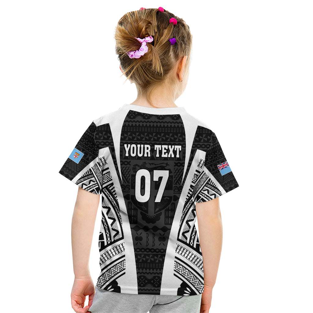 Personalised Fiji Rugby Kid T Shirt 2023 World Cup History Makers - Black Ver LT7 - Polynesian Pride