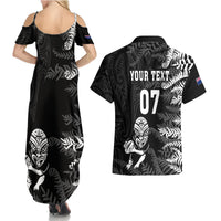 Personalised New Zealand Rugby Couples Matching Summer Maxi Dress and Hawaiian Shirt Silver Fern Basic 2023 World Cup LT7 - Polynesian Pride