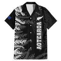 Personalised New Zealand Rugby Family Matching Mermaid Dress and Hawaiian Shirt Silver Fern Basic 2023 World Cup LT7 Dad's Shirt - Short Sleeve Black - Polynesian Pride