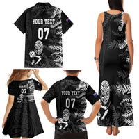 Personalised New Zealand Rugby Family Matching Tank Maxi Dress and Hawaiian Shirt Silver Fern Basic 2023 World Cup LT7 - Polynesian Pride