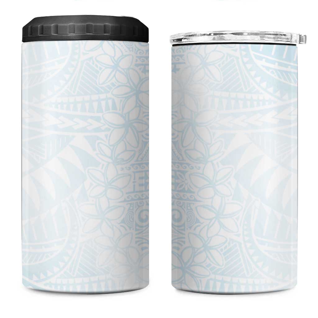 White Sunday 4 in 1 Can Cooler Tumbler Plumeria Tatau Mix Tapa LT7 One Size: 16 oz White - Polynesian Pride